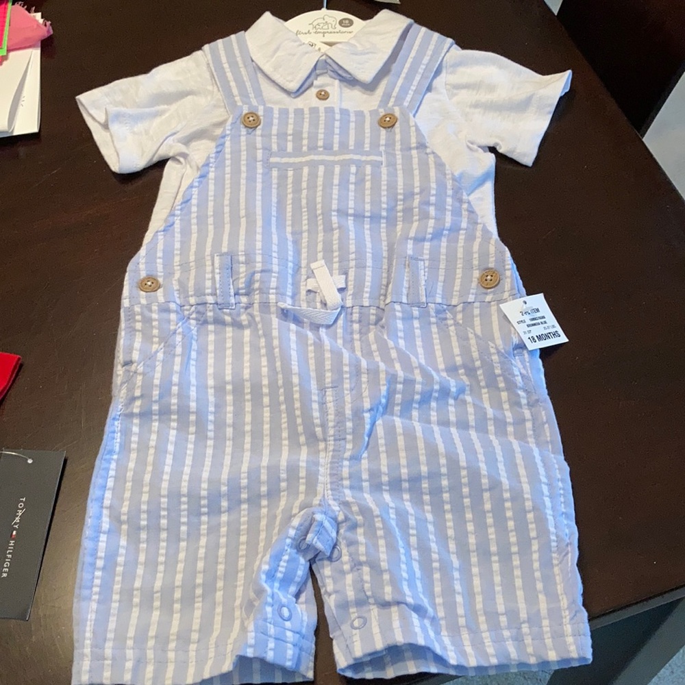 First Impressions 18 month boys overall short set